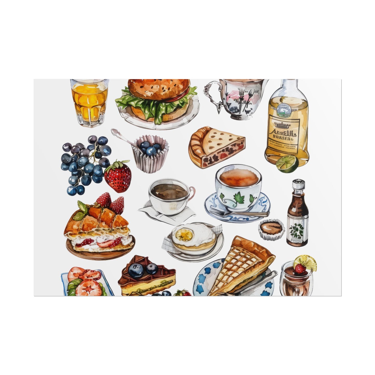 Foodie Wall Art Print, Kitchen Decor, Gourmet Food Poster, Culinary Art for Food Lovers, Cafe Aesthetic Home Decor