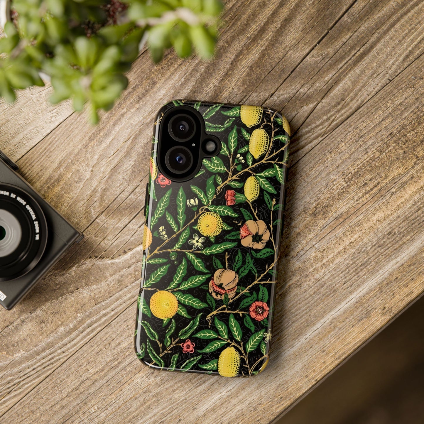 Tough Cases Phone Case, Floral Phone Cover, Tough Phone Protection, Gift for Plant Lovers, Black Background, Eco-Friendly Design