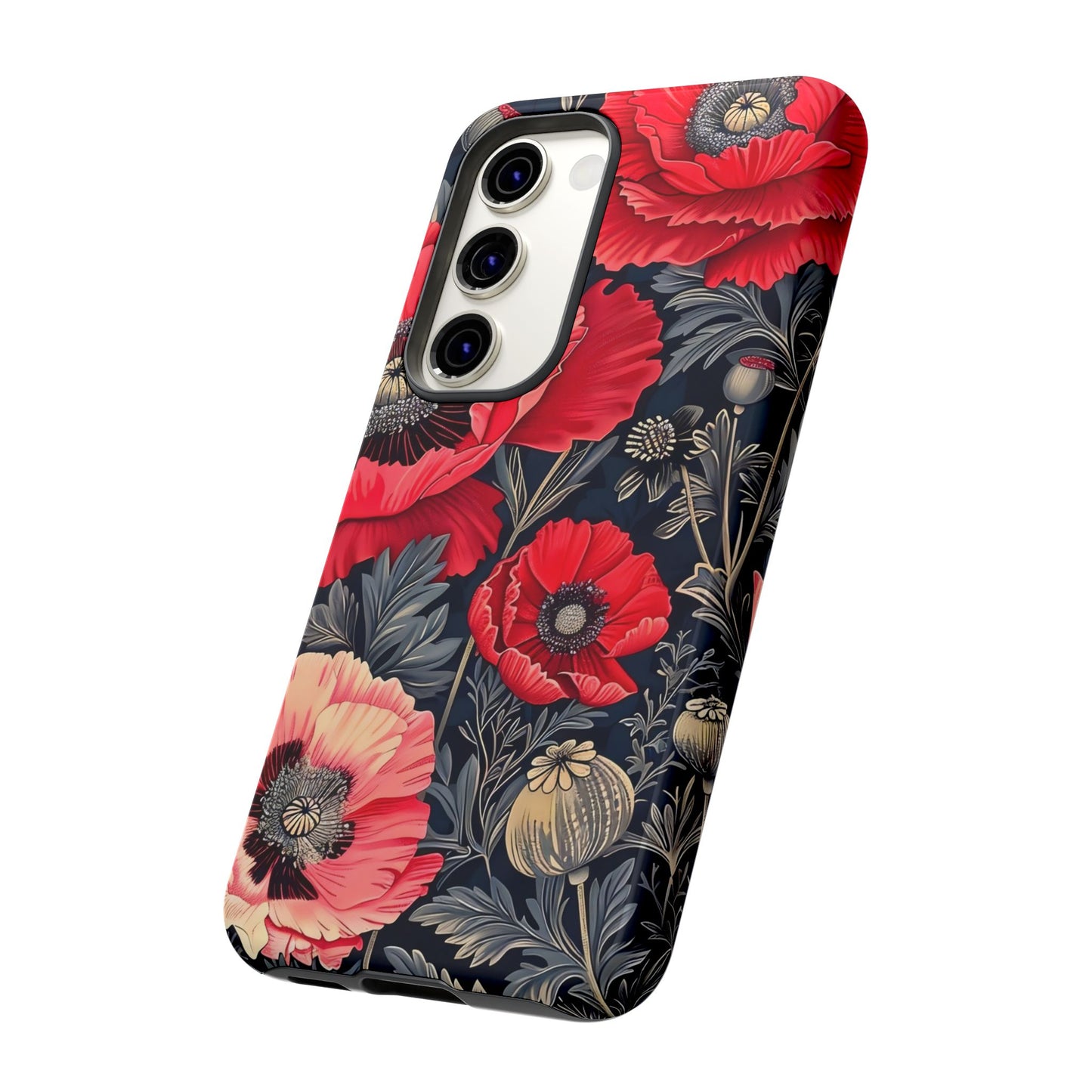 Floral Phone Case with Artistic Poppies, Tough Cases, Flower Design, Nature Lover Gift, Customizable Mobile Cover, Stylish Phone Accessories