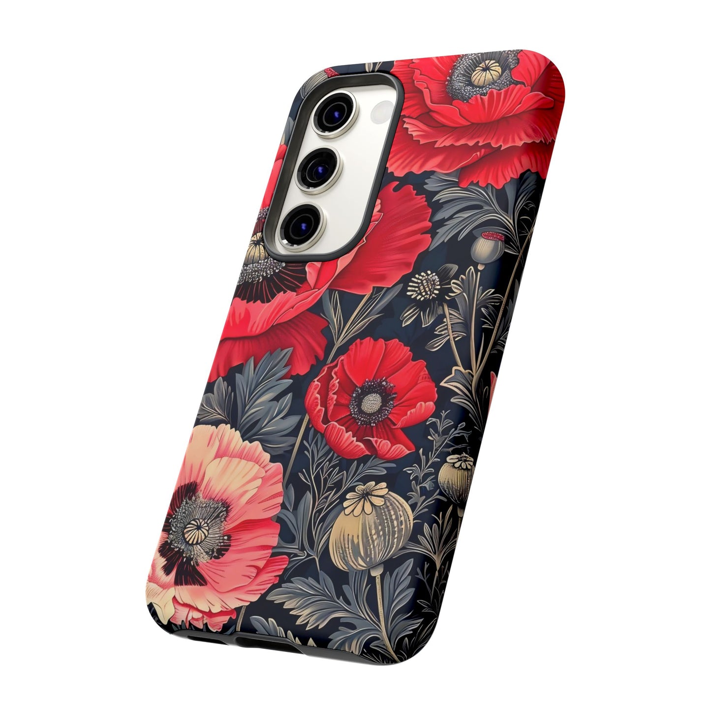 Floral Phone Case with Artistic Poppies, Tough Cases, Flower Design, Nature Lover Gift, Customizable Mobile Cover, Stylish Phone Accessories