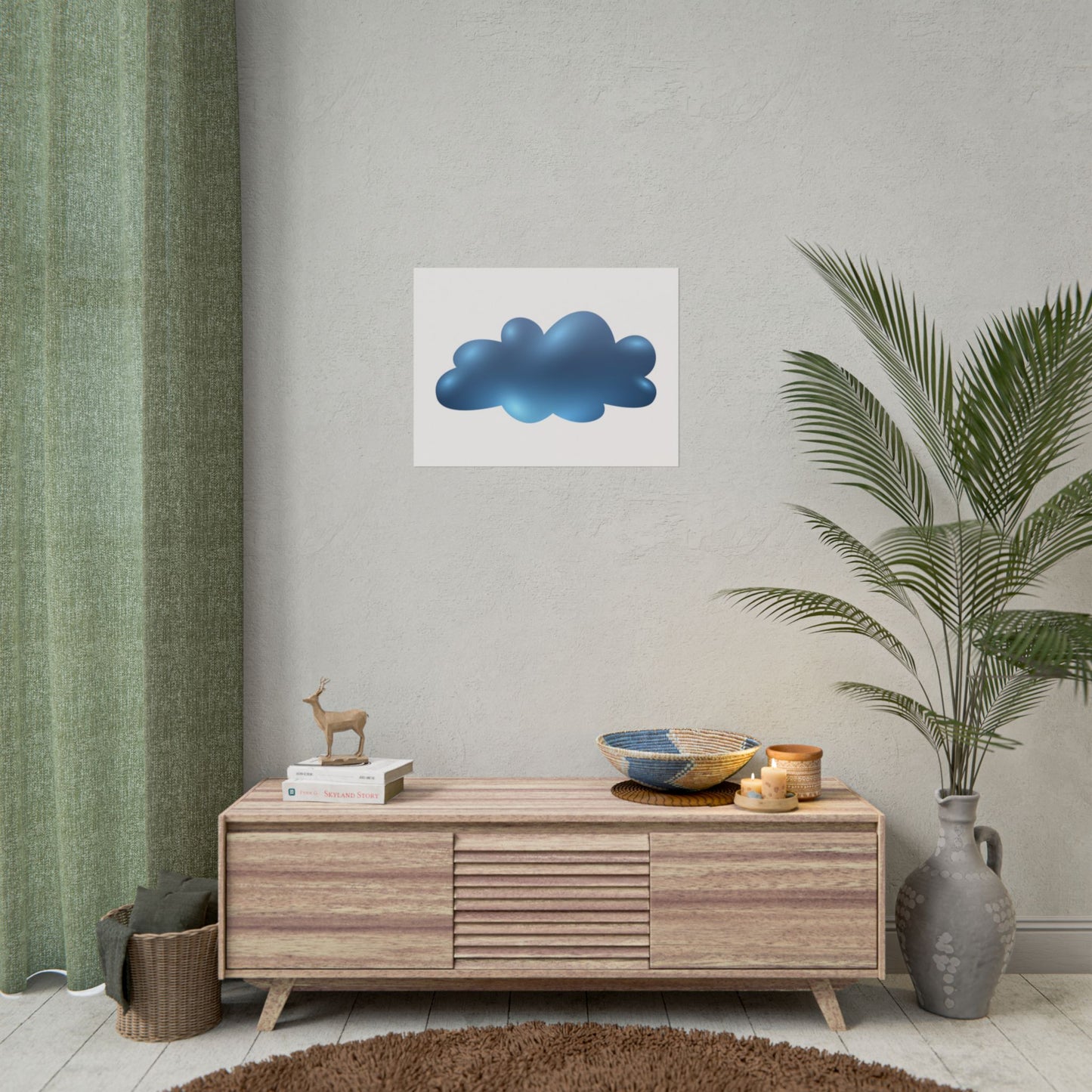 Blue Cloud Art Print, Minimalist Wall Decor, Kids Room Wall Art, Nursery Poster, Aesthetic Home Decor, Modern Art Print