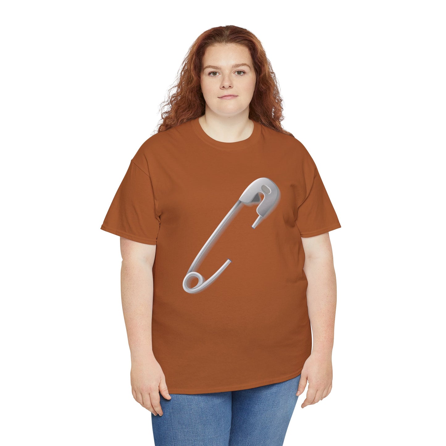 Unisex Heavy Cotton Tee - Minimalist Safety Pin Design