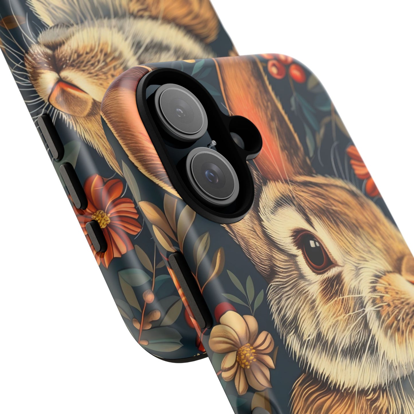 Rabbit Floral Phone Case, Cute Bunny Cover, Nature Lover Gift, Wildlife Photography, Protective Phone Accessory