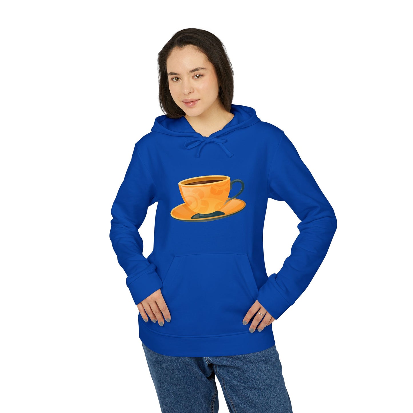 Adidas Unisex Fleece Hoodie - Cozy Coffee Cup Hoodie - Unisex Fleece Sweatshirt for Coffee Lovers