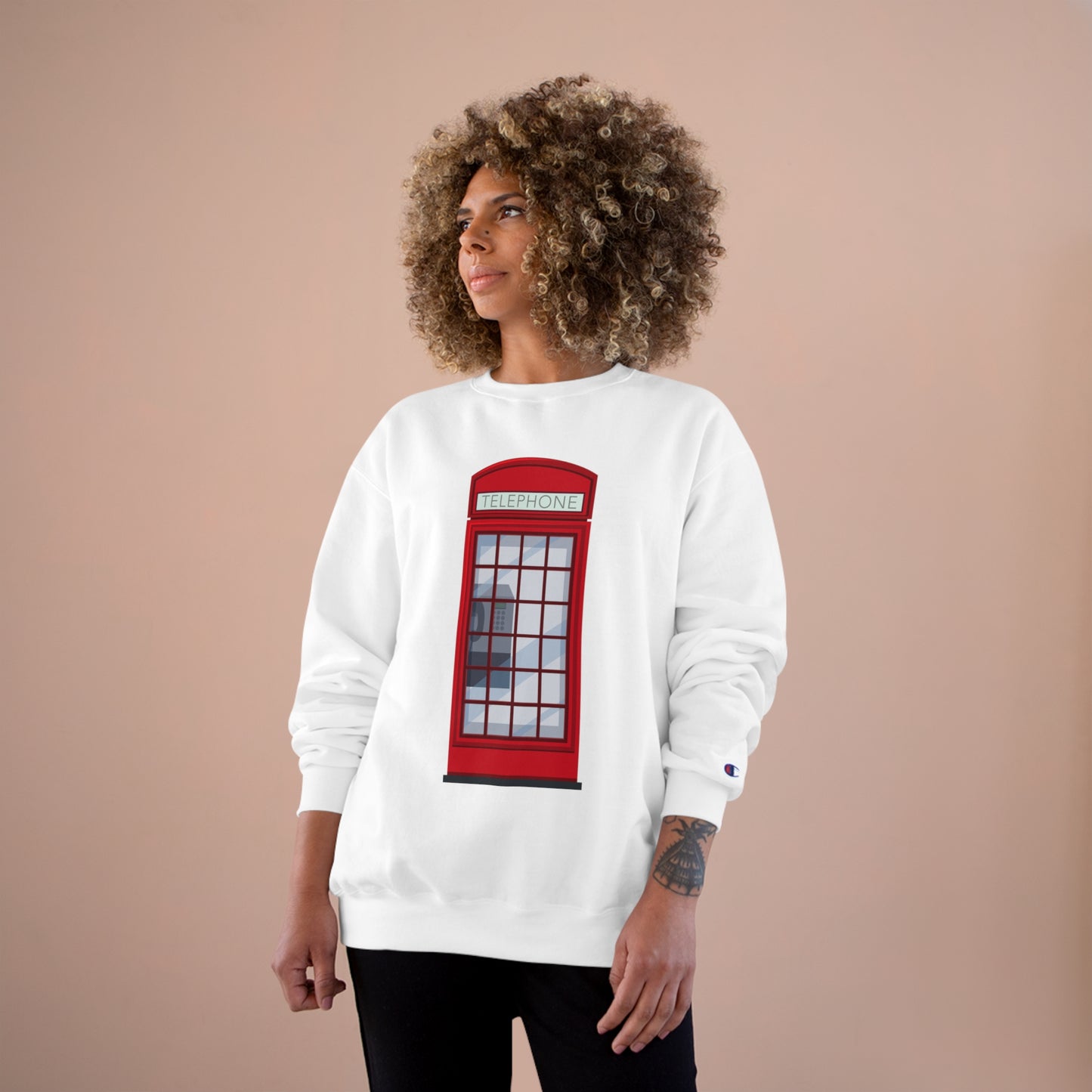 Champion Sweatshirt - Iconic British Public Telephone - Classic Red Phone Box Design