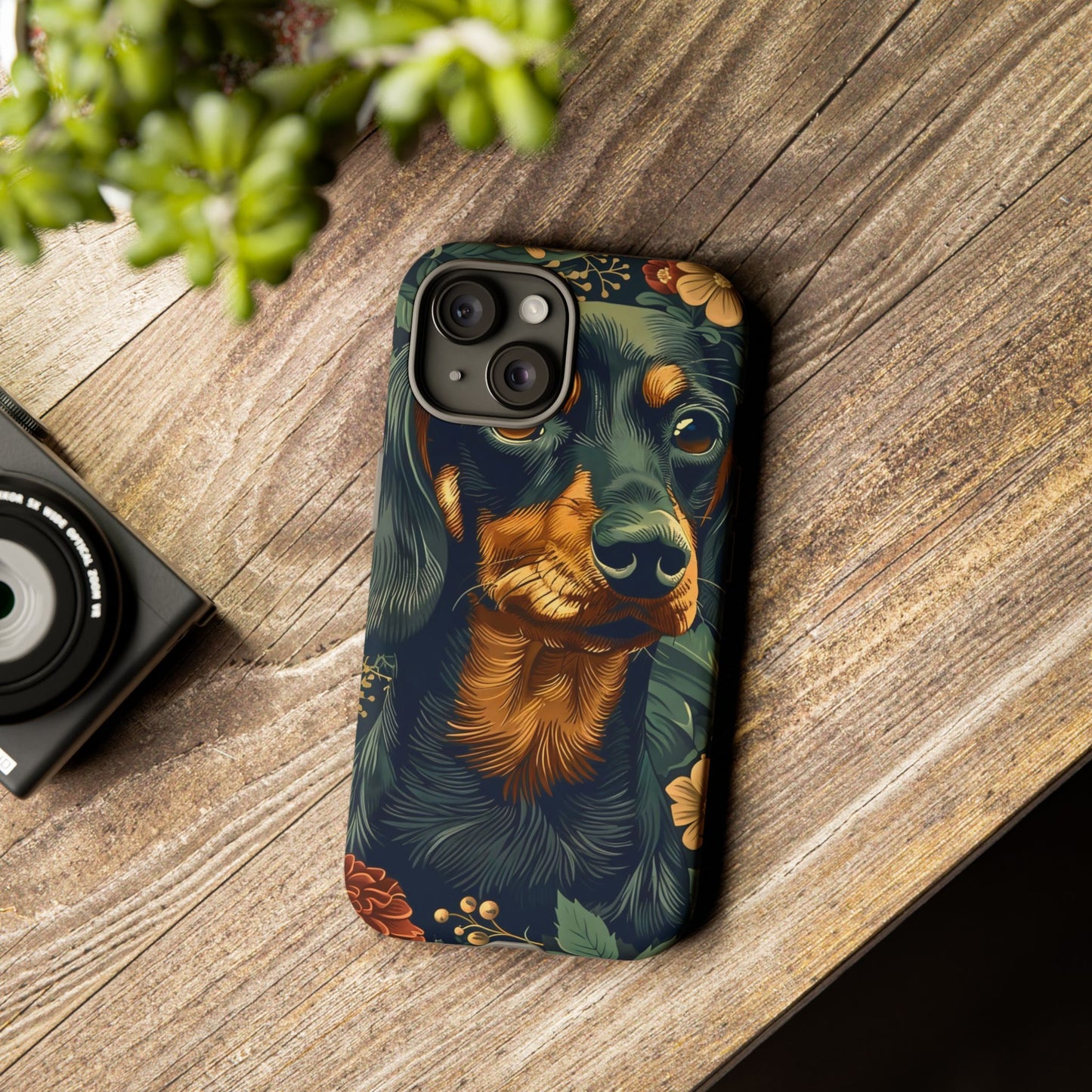 Dachshund Phone Case, Floral Pet Phone Cover, Dog Lover Gift, Tough Phone Case, Custom Dachshund Design, Unique Dog Owner Accessory