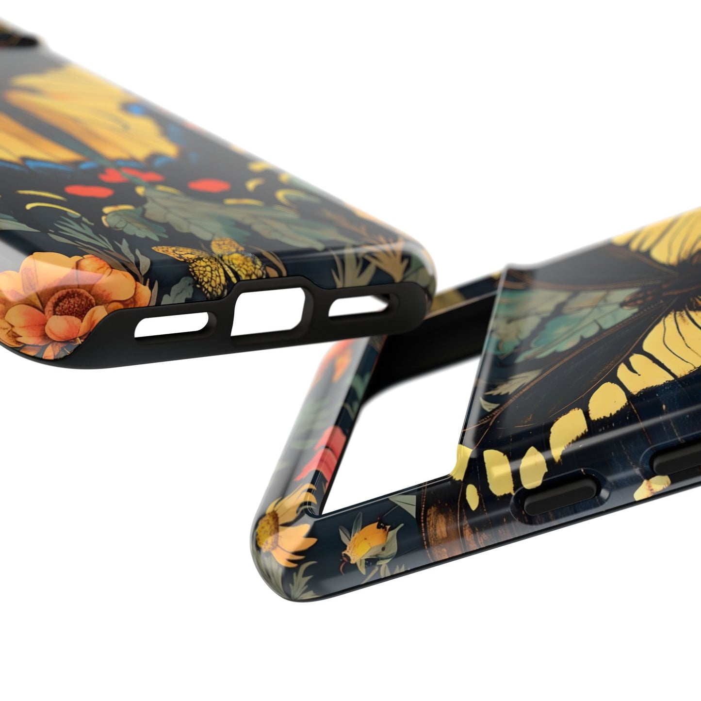 Butterfly Floral Phone Case, Art-inspire Tough Case, Gift for Nature Lovers, Butterfly Pattern Cover, Eco-Friendly Mobile Accessory
