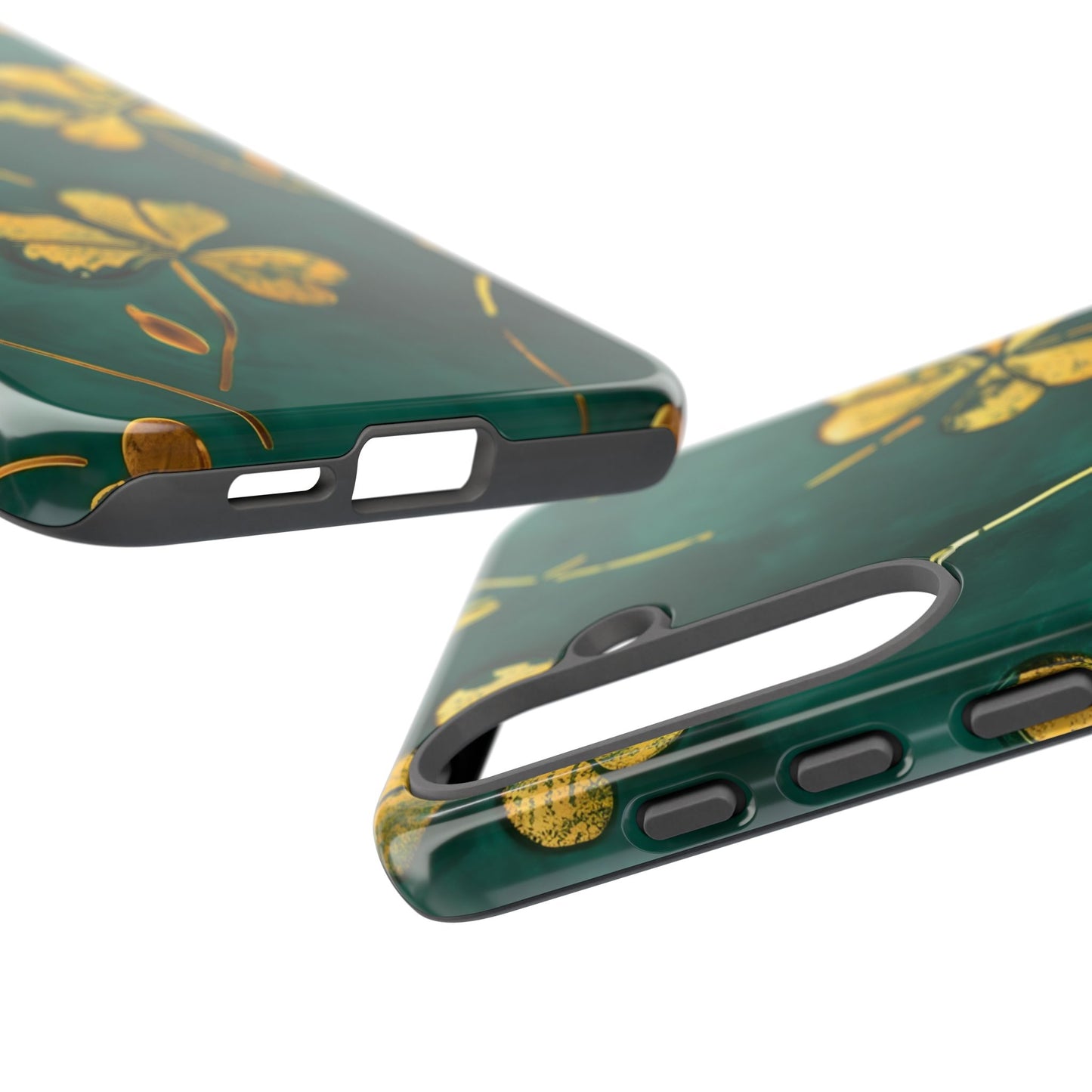 Floral Phone Case with Gold Accents, Tough Phone Cover, Stylish Phone Protector, Unique Gift for Her, Nature Lover Accessory
