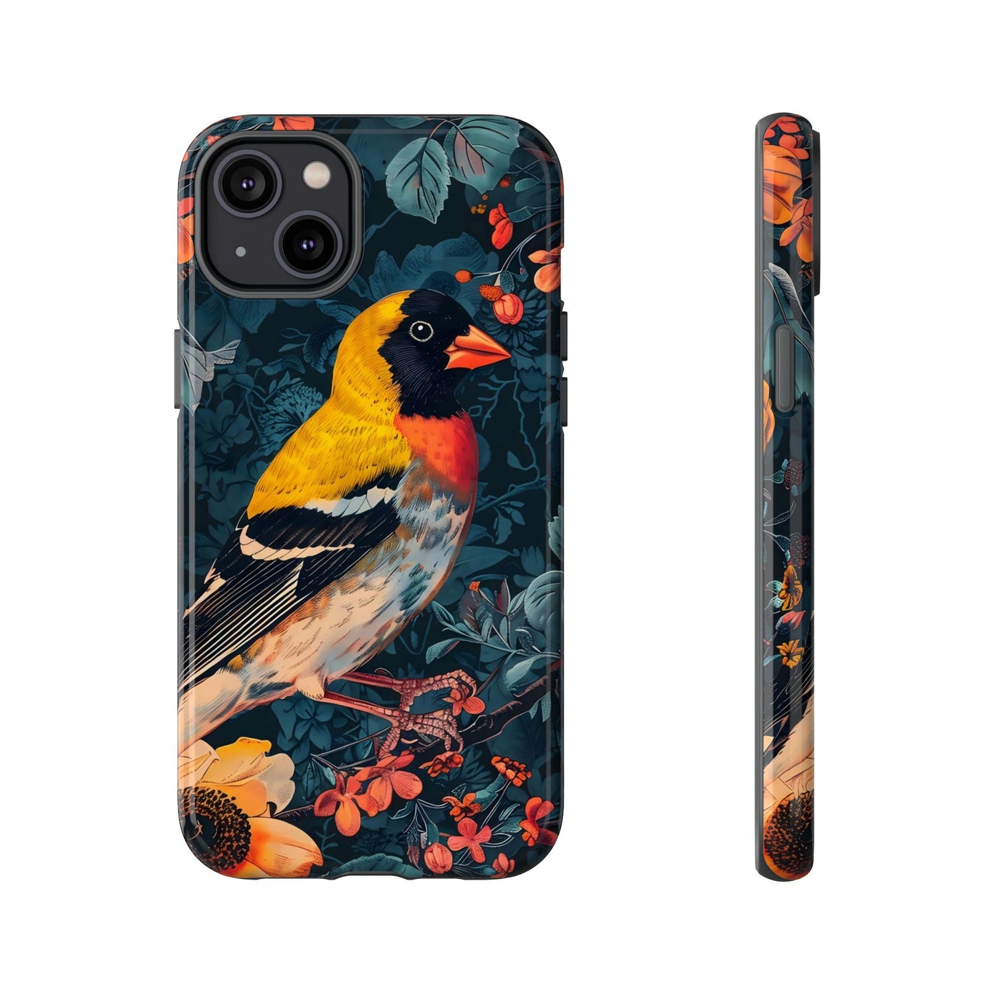 Colorful Bird Phone Case, Floral Phone Cover, Tough Phone Protector, Nature Lover Gift, Botanical Case, Unique Mobile Accessory
