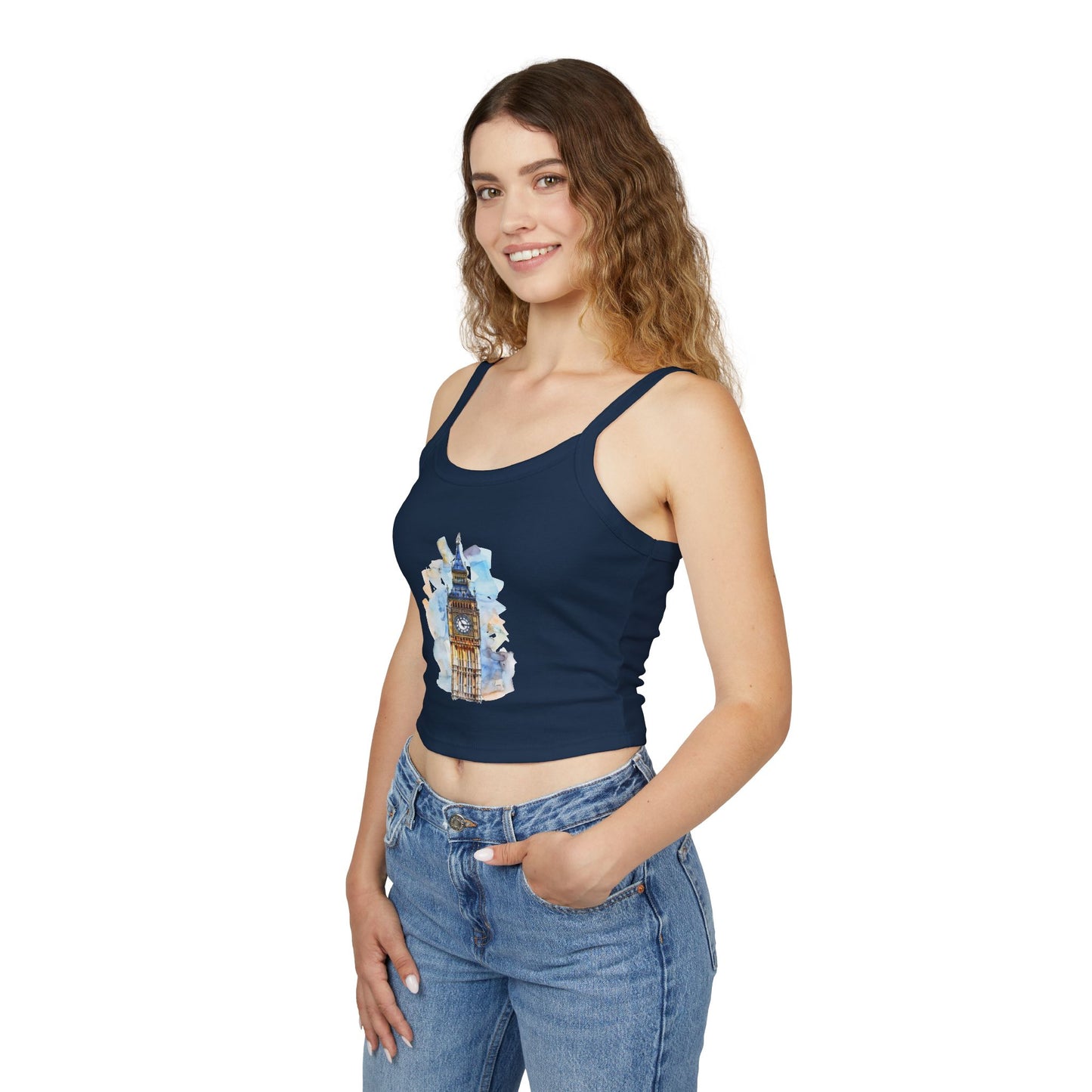 Women's Spaghetti Strap Tank Top - London's Big Ben Landmark Painting