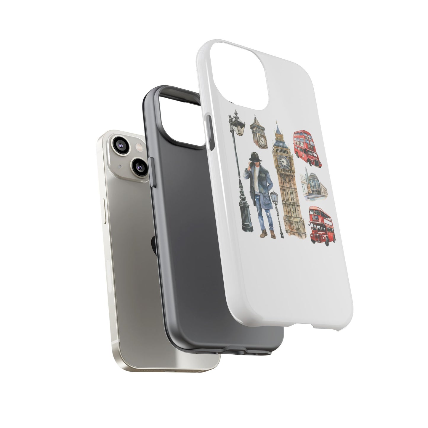 London Iconic Design Phone Case, Tough Cases, Gift for Travelers, London Souvenir, London Icons, Red Bus Phone Case