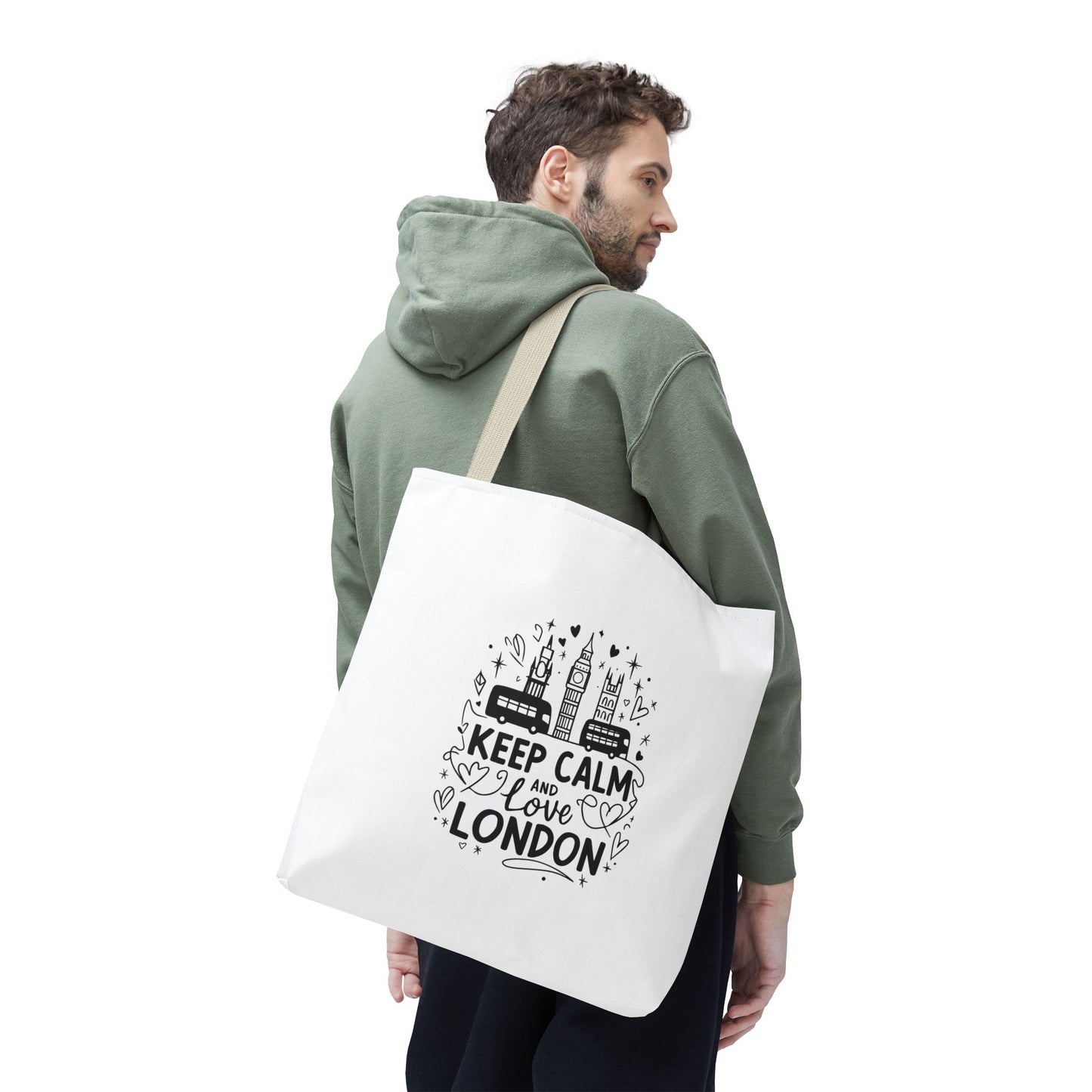 Keep Calm Tote Bag | London City Art | Travel Accessory, Gift for London Lovers, Cute Shopping Bag, Stylish Beach Tote, Stylish Durable Bag