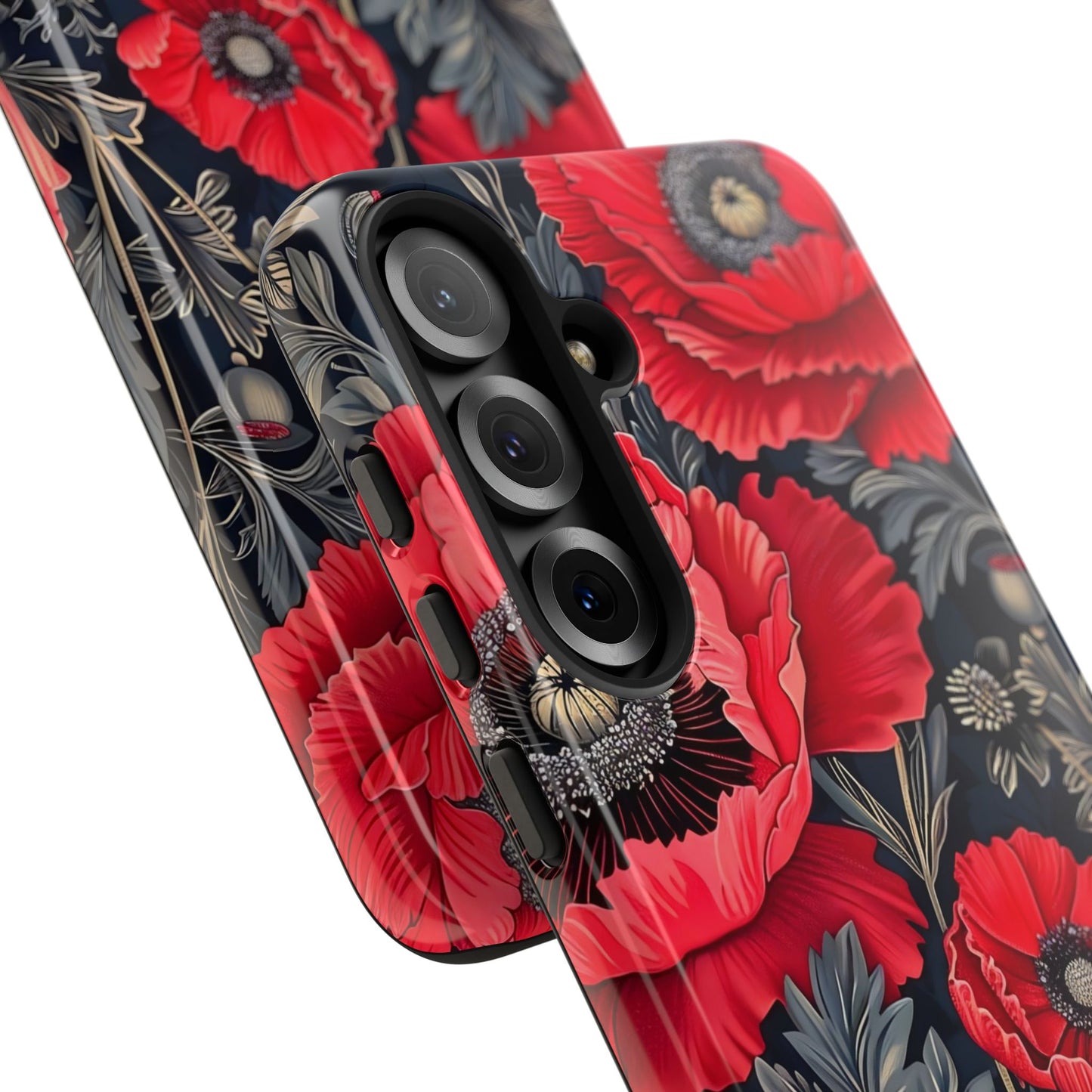Floral Phone Case with Artistic Poppies, Tough Cases, Flower Design, Nature Lover Gift, Customizable Mobile Cover, Stylish Phone Accessories