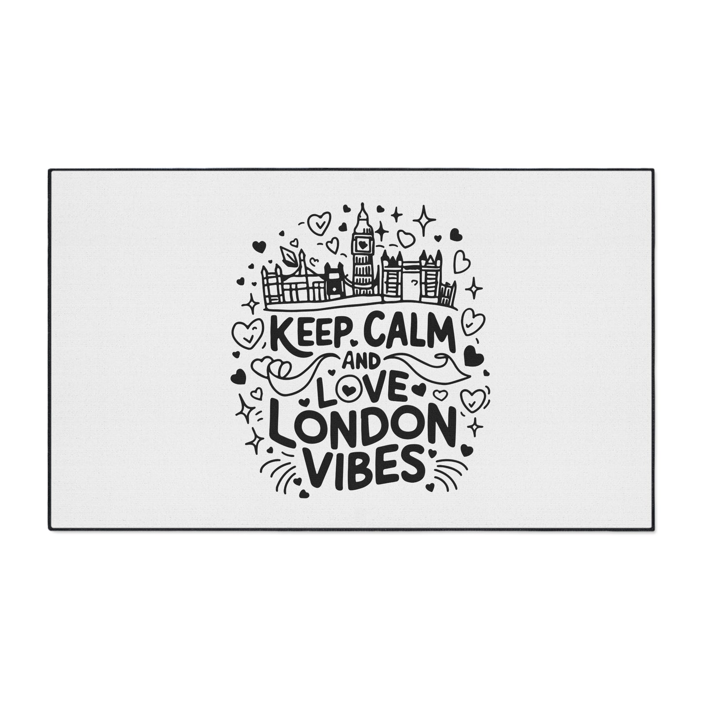 London-Themed Heavy Duty Floor Mat - Keep Calm and Love London Vibes Decor, Home Entrance Mat, Gift for Travelers, Unique Kitchen Rug