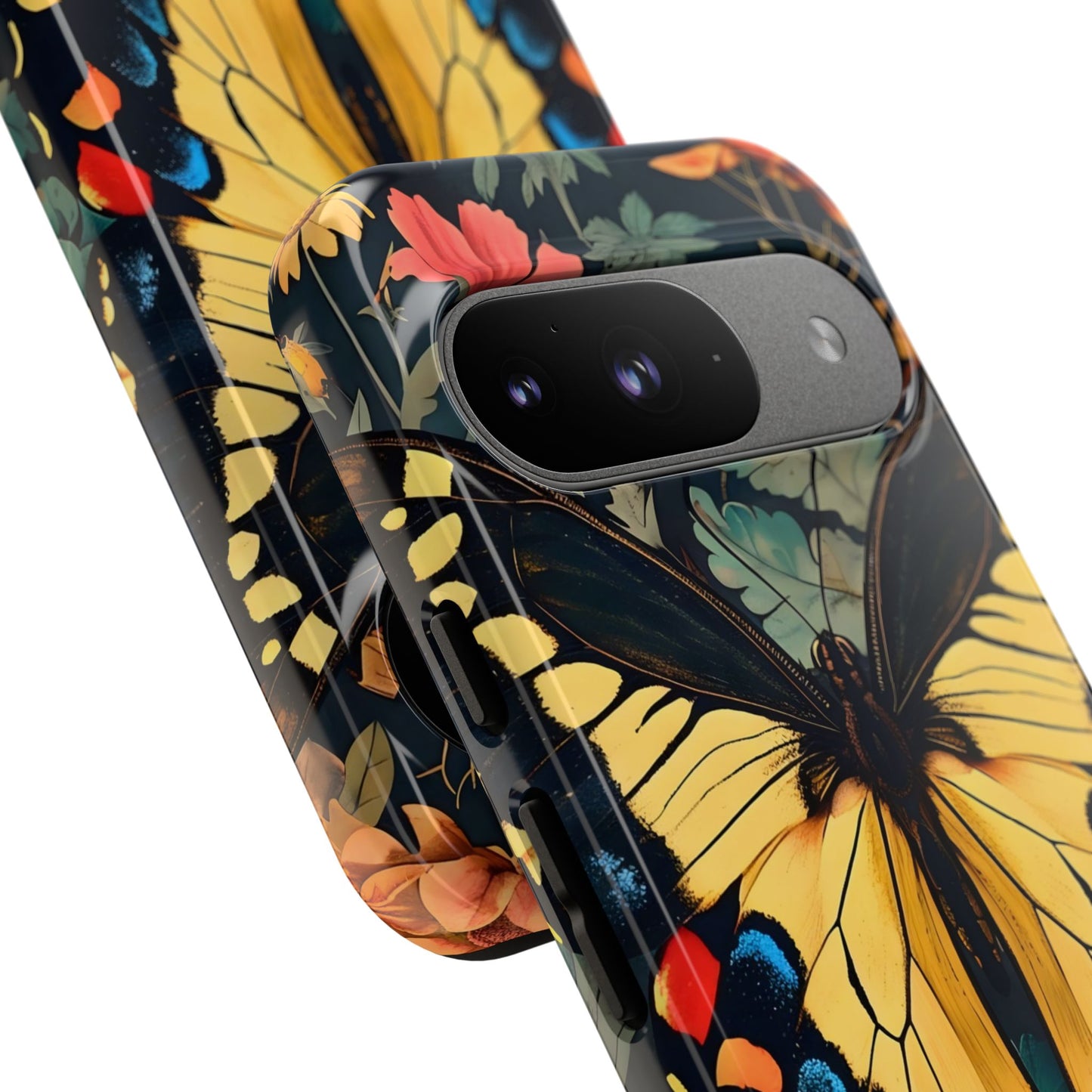 Butterfly Floral Phone Case, Art-inspire Tough Case, Gift for Nature Lovers, Butterfly Pattern Cover, Eco-Friendly Mobile Accessory