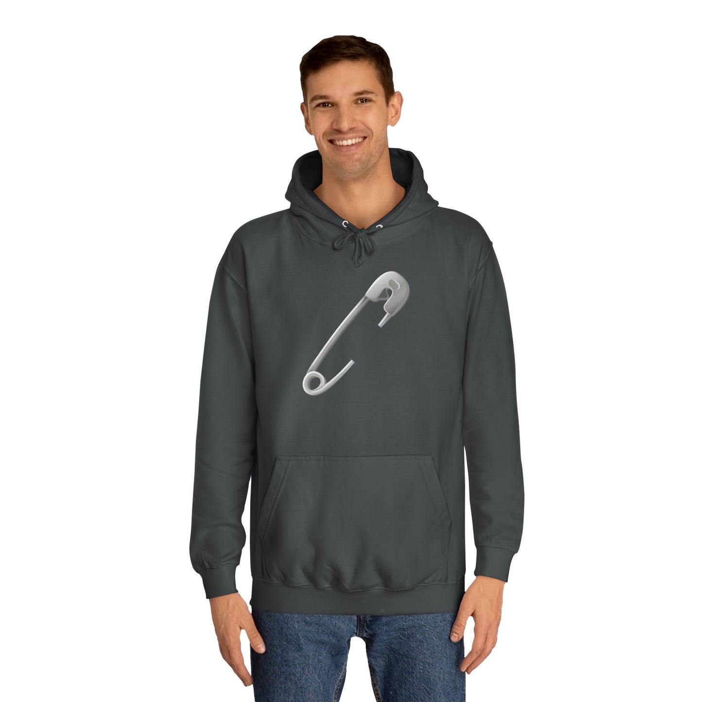 Unisex College Hoodie Durable - Minimalist Safety Pin