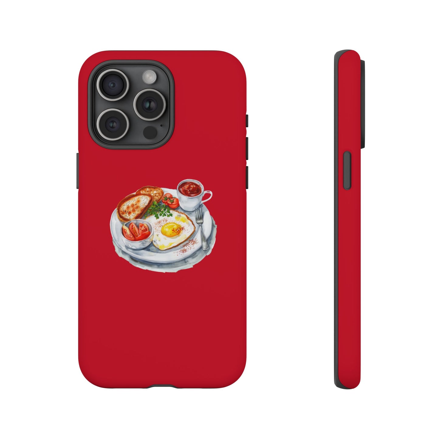Breakfast-Inspired Phone Case, Tough Phone Covers, Foodie Gifts, Unique Accessories, Cute Kitchen Decor, Red Phone Case