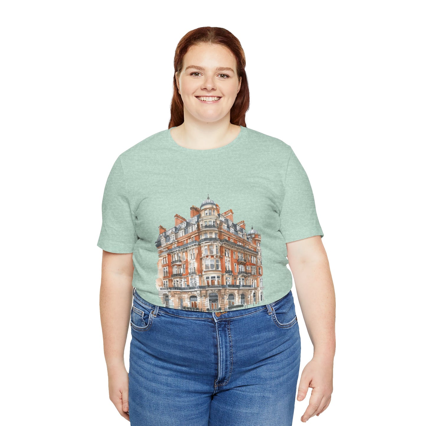 Unisex Jersey Short Sleeve Tee - British Vintage Building - Architectural Charm and Classic Appeal