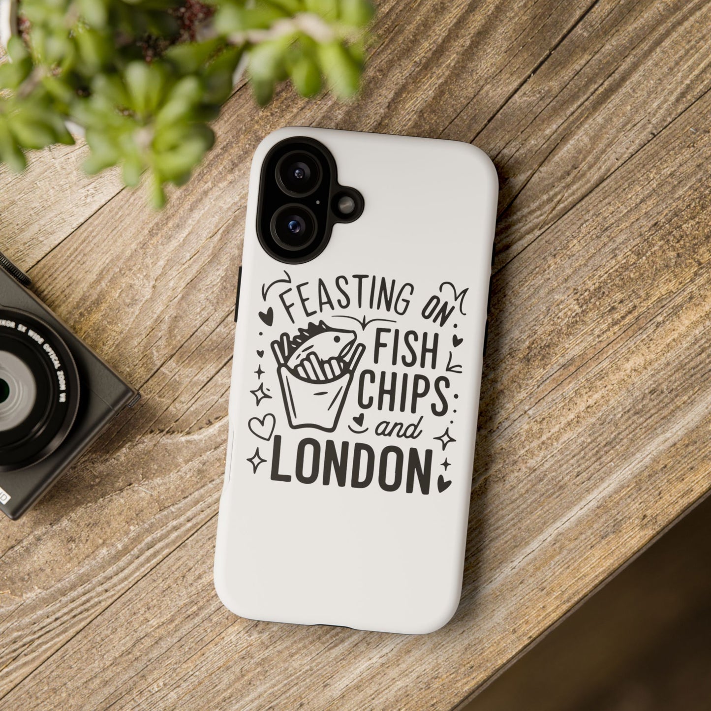 London Fish & Chips Phone Case | Fun Gift for Foodies, Travel Lovers, London Souvenir, Unique Accessories, Personalization Option