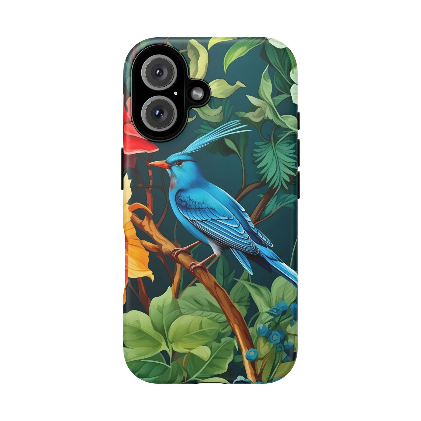 Tough Cases - Vibrant Bird Phone Case, Floral Design, Nature Lover, Unique Gift, Stylish Protection, Phone Accessories