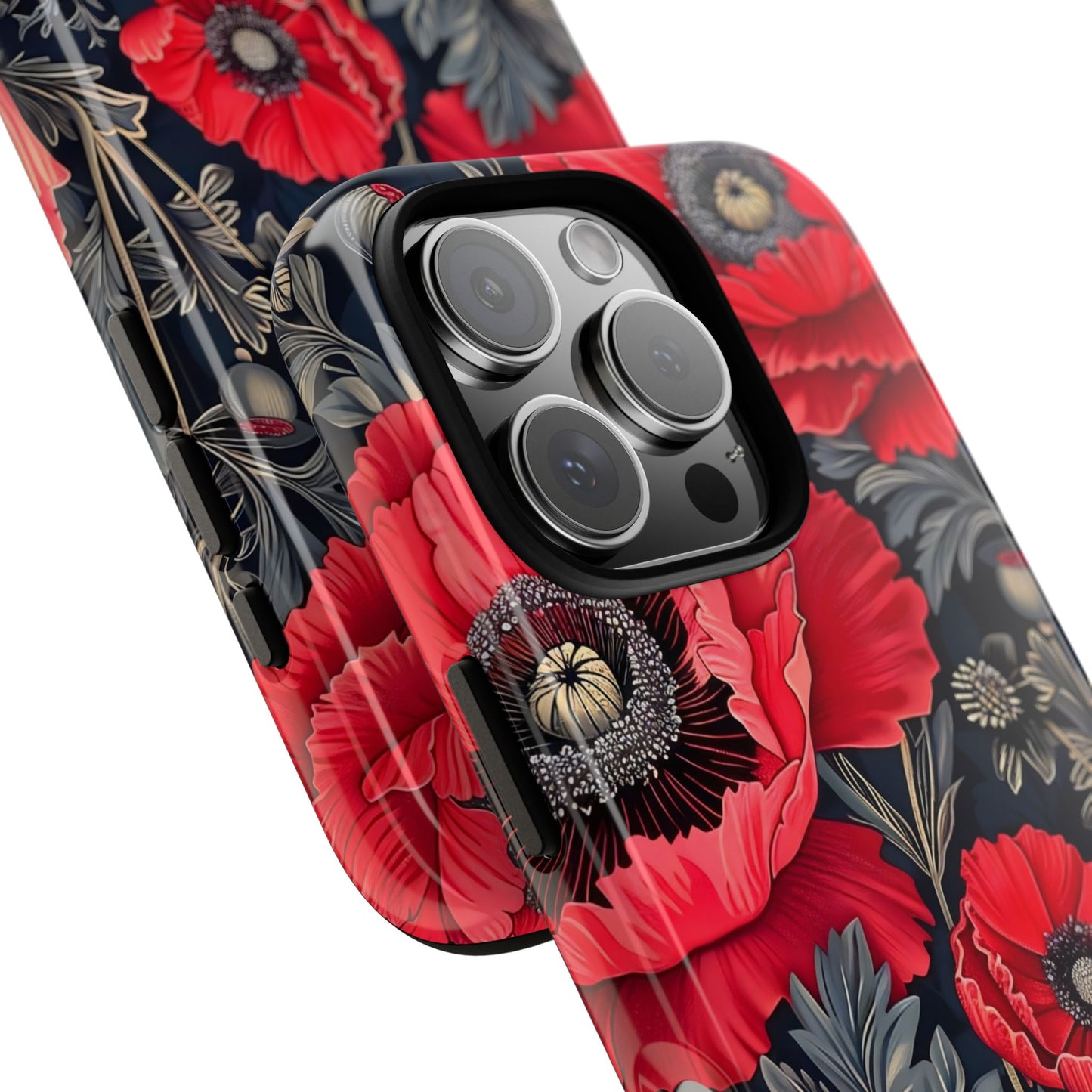 Floral Phone Case with Artistic Poppies, Tough Cases, Flower Design, Nature Lover Gift, Customizable Mobile Cover, Stylish Phone Accessories
