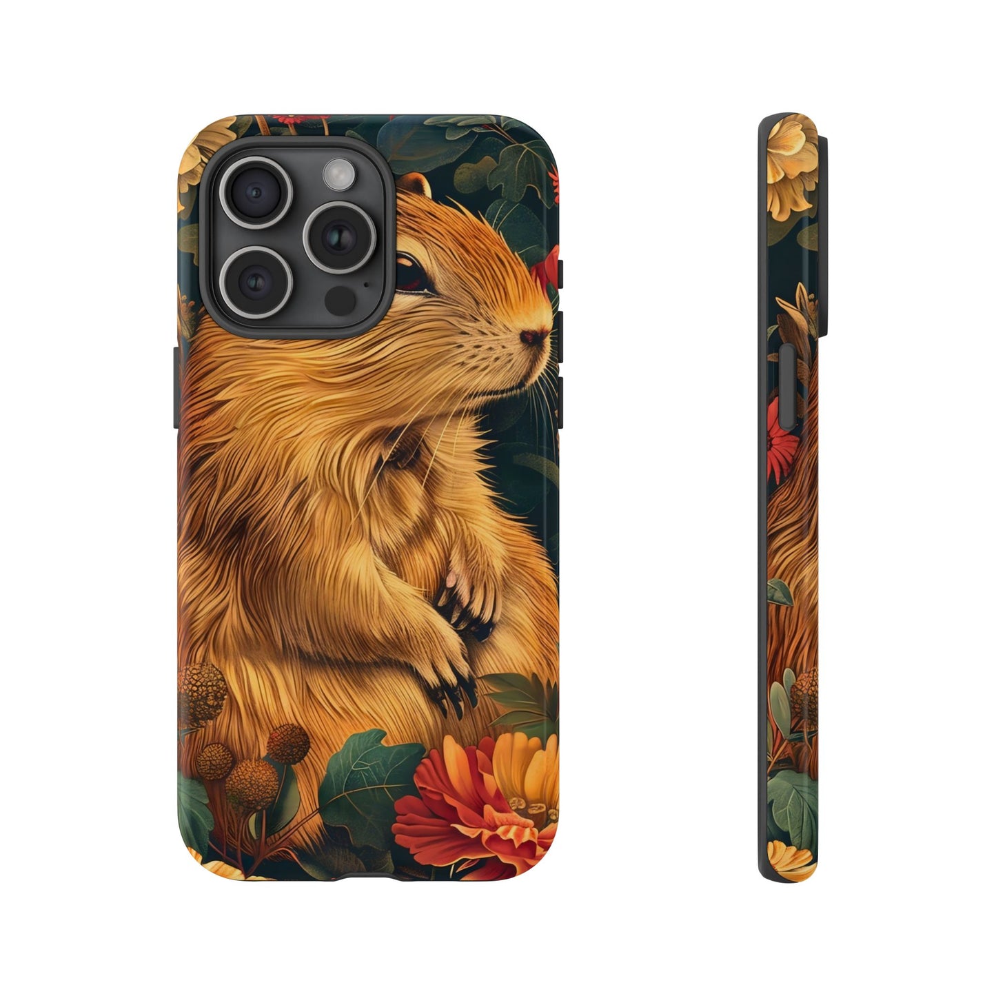 Cute Animal Phone Case, Floral Design Tough Cases for Nature Lovers, Gifts for Her, Customizable Mobile Accessory, Pet Lover Phone Cover