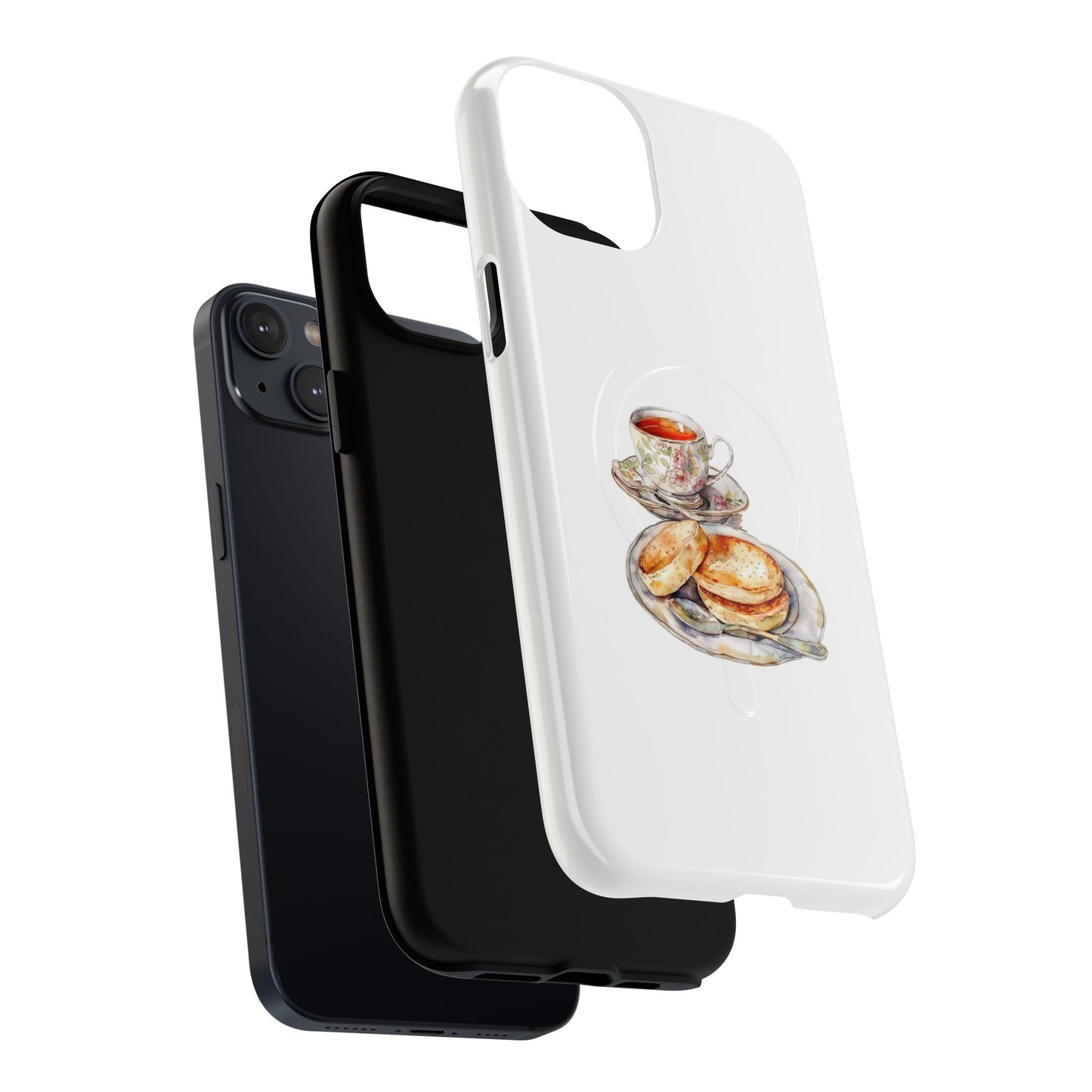 Tough Magnetic Phone Case with Tea and Biscuit Design, Cute Phone Cover, Gift for Tea Lovers, Phone Accessory, Holiday Gift