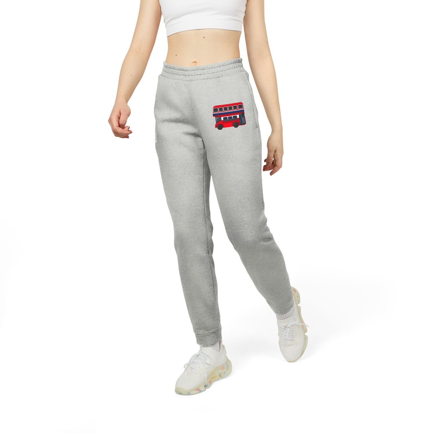 adidas Unisex Fleece Joggers - Iconic Red Bus Illustration Wall Decor