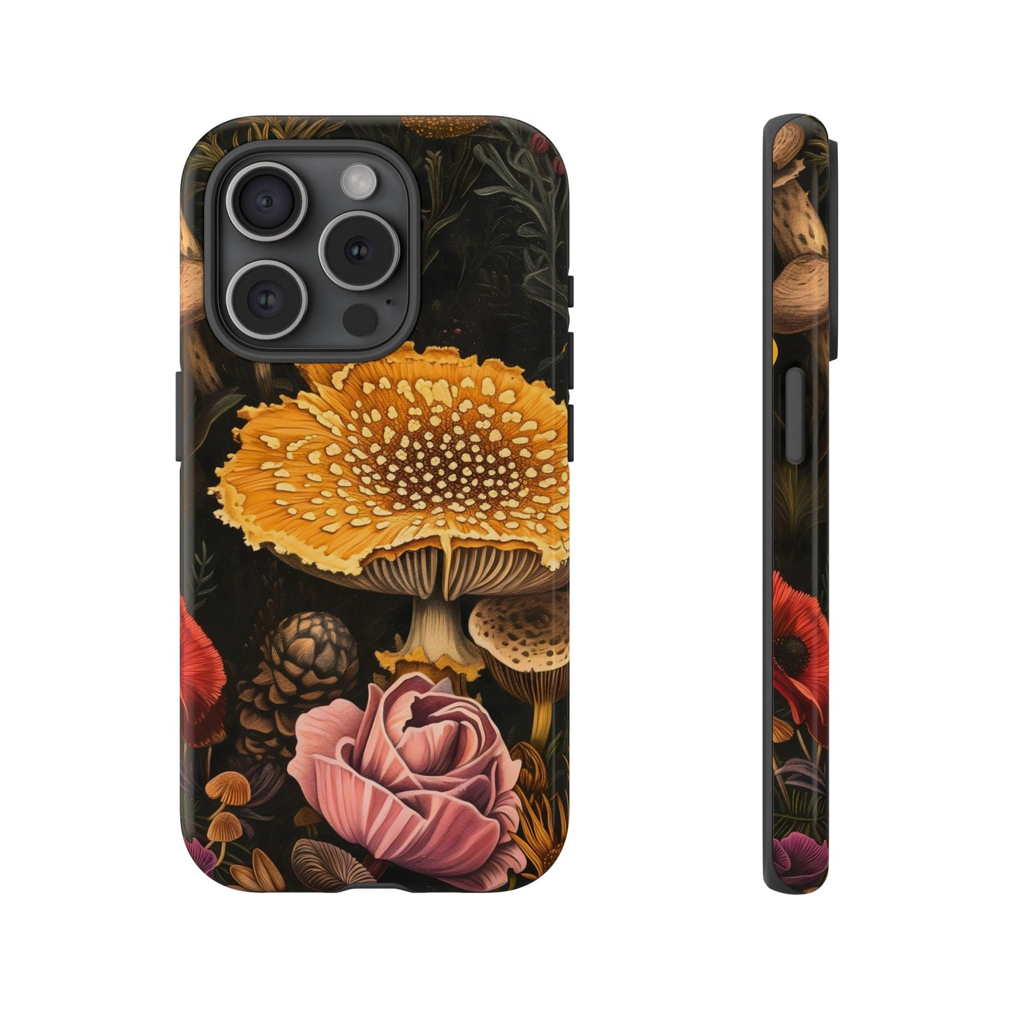Floral Mushroom Phone Case, Tough Cases, Eco-Friendly, Nature Lover Gift, Floral Phone Cover, Stylish Phone Accessories
