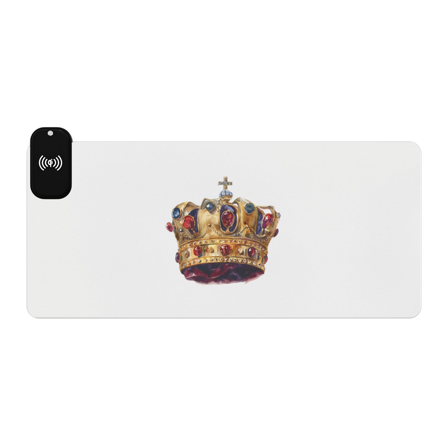 Golden Royal Crown – Monarch’s Glory - Wireless Charging LED Gaming Mouse Pad with Crown Design, Gamer Gift, Desk Accessory, Workflow Improvement, Unique Gaming Decor