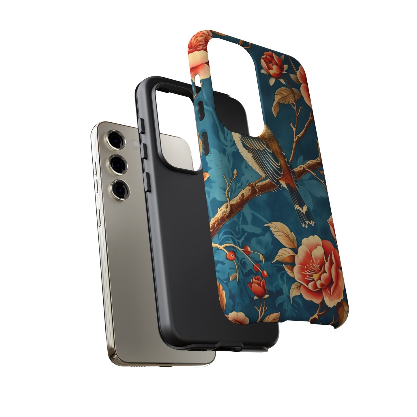 Bird & Floral Phone Case, Tough Cases for Nature Lovers, Gift for Her, Customizable Design, Vibrant Tech Accessories