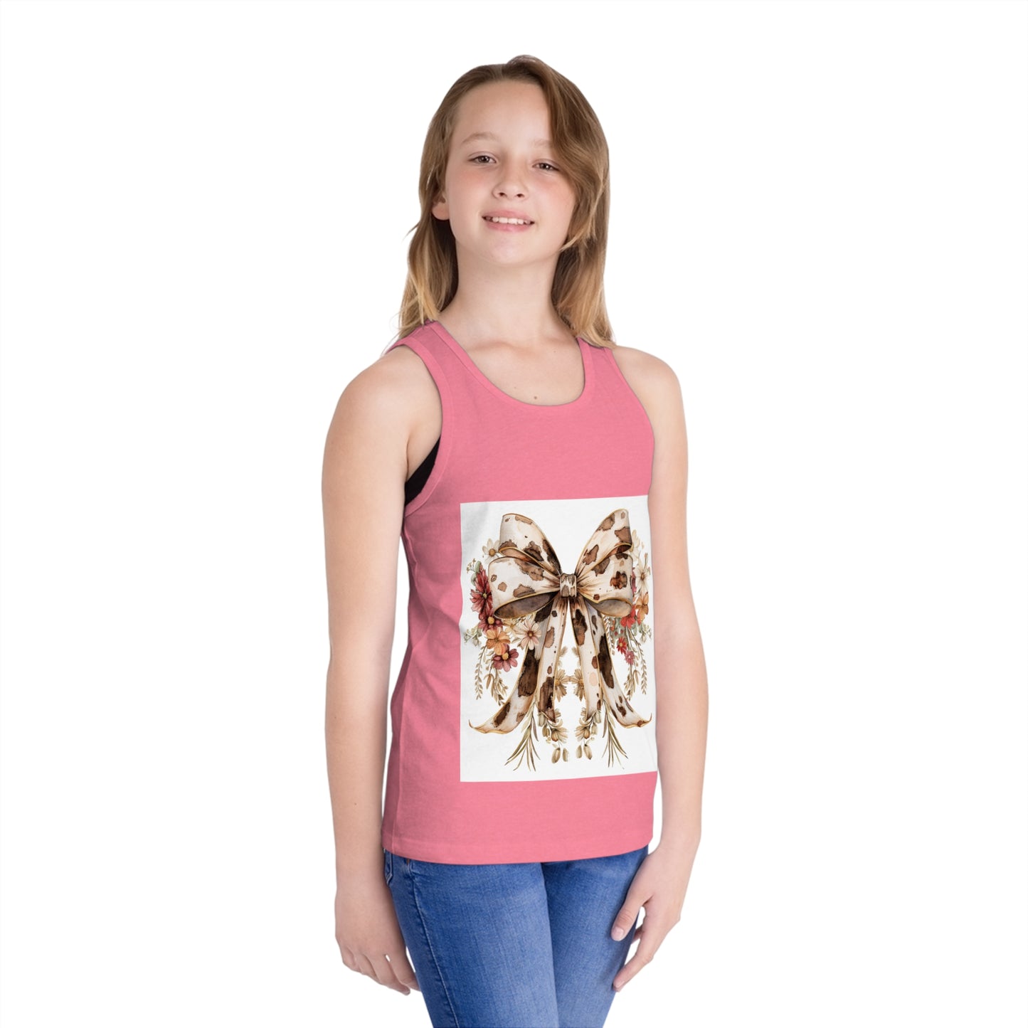 Floral Bow Kids Jersey Tank Top - Perfect for Summer Days & Parties