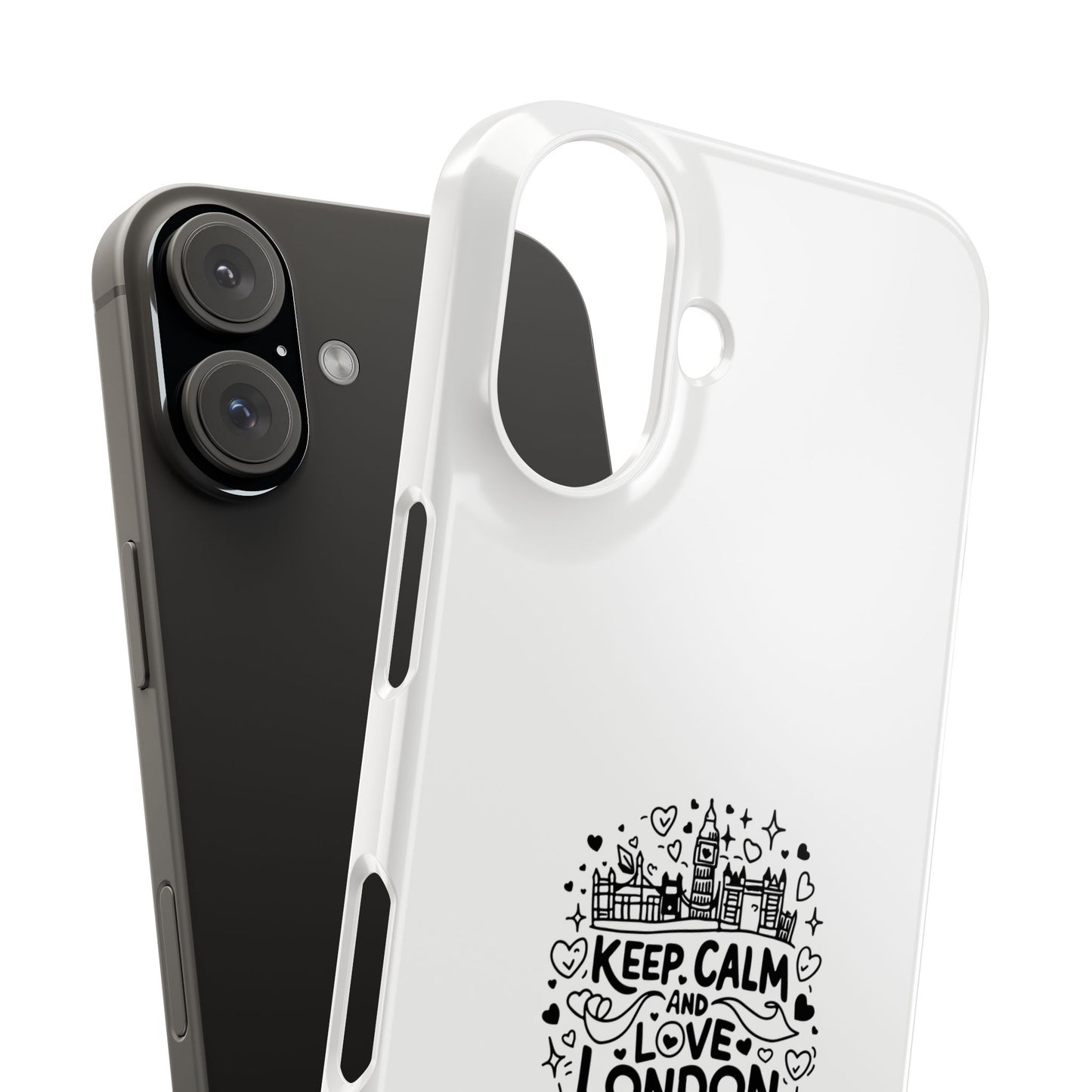 Keep Calm London Vibes Slim Phone Case, Black and White Phone Cover, Trendy Gift for London Lovers, Stylish Phone Accessory, Travel Souvenir