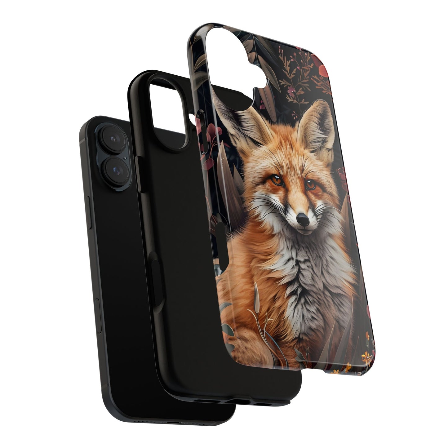 Fox Floral Phone Case, Tough Cases for Animal Lovers, Nature Themed Gift, Cute Phone Cover, Wild Fox Protector