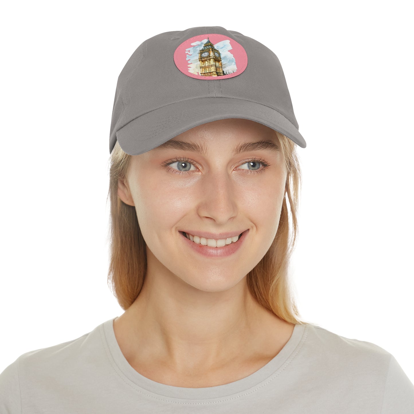 Watercolor Big Ben Dad Hat with Leather Patch, Casual Summer Hat, Gift for Dad, Travel Accessory, Birthday Gift, Outdoor Event Cap