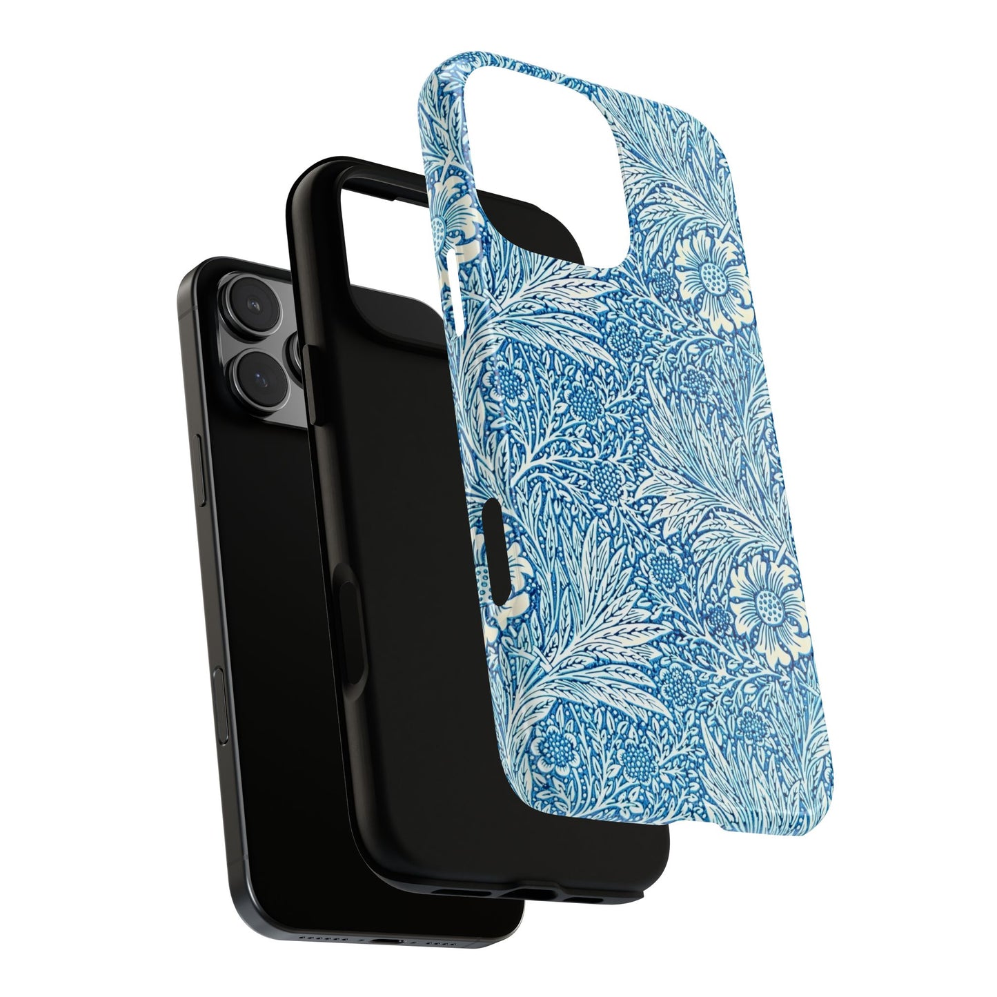 Stylish Phone Case, Tough Floral Phone Cover, Fashionable Tech Accessory, Gift for Her, Blue Flower Design