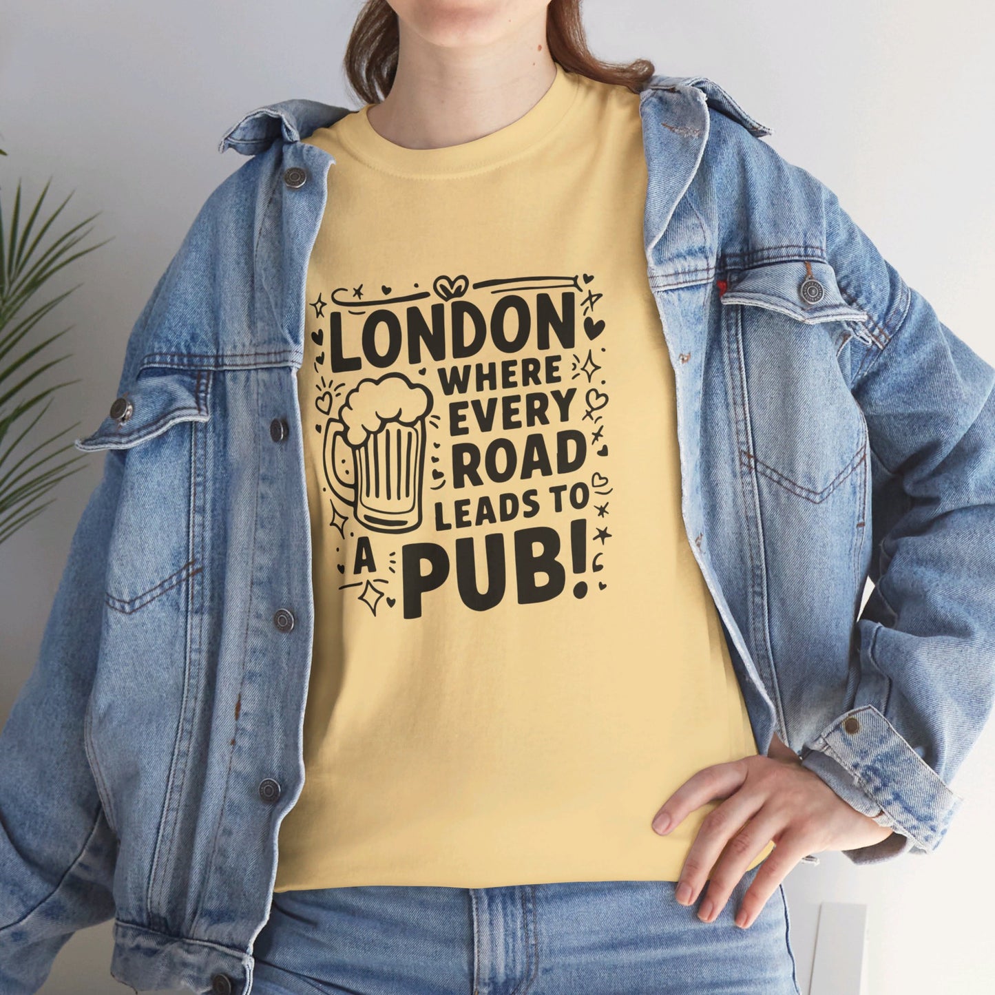 London Where Every Road Leads To Pub Soft-touch Unisex Heavy Cotton Tee