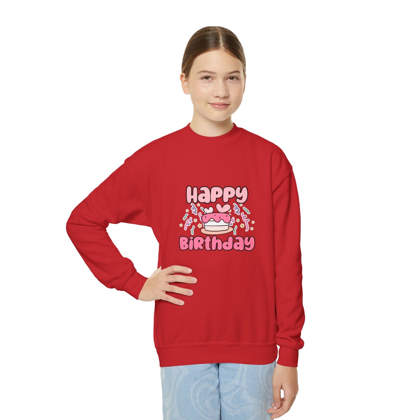 Happy Birthday Youth Crewneck Sweatshirt - Fun Birthday Celebration Apparel