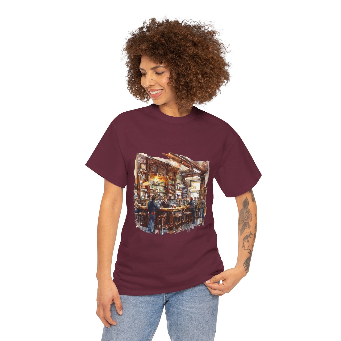 Unisex Heavy Cotton Tee - Cheers to Tradition - The Classic British Pub