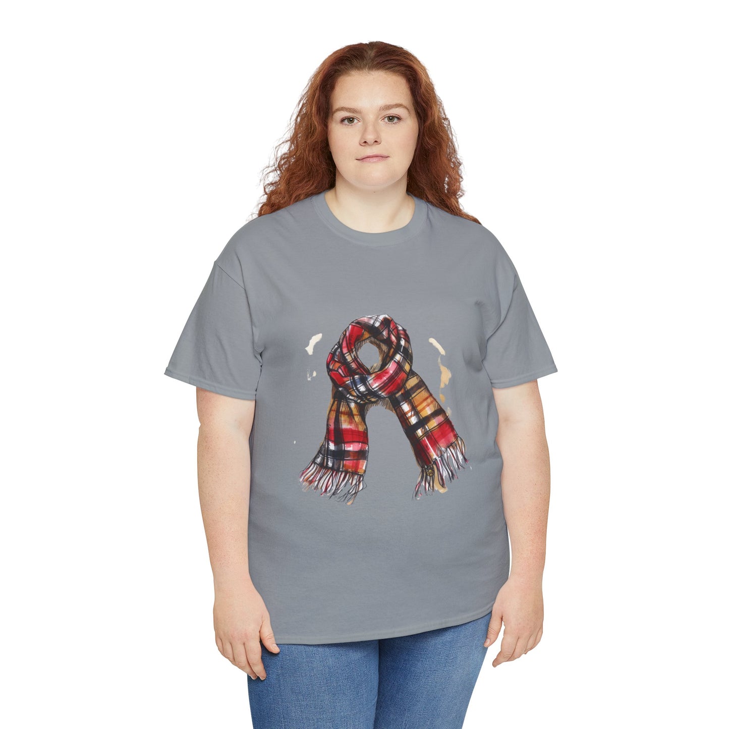 Unisex Heavy Cotton Tee - Plaid Scarf Design
