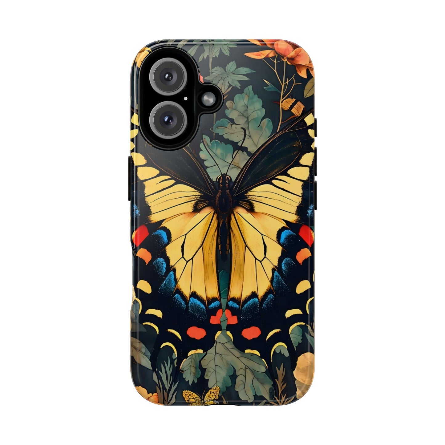 Butterfly Floral Phone Case, Art-inspire Tough Case, Gift for Nature Lovers, Butterfly Pattern Cover, Eco-Friendly Mobile Accessory