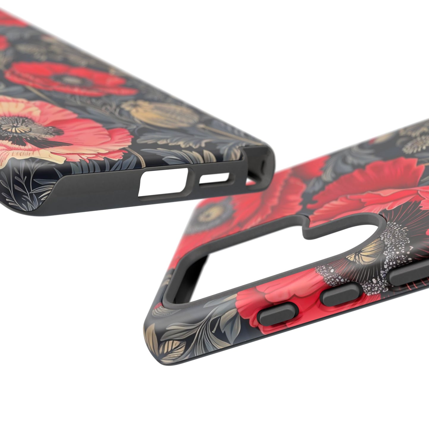 Floral Phone Case with Artistic Poppies, Tough Cases, Flower Design, Nature Lover Gift, Customizable Mobile Cover, Stylish Phone Accessories