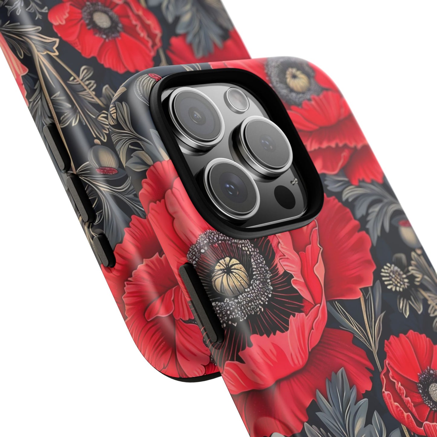 Floral Phone Case with Artistic Poppies, Tough Cases, Flower Design, Nature Lover Gift, Customizable Mobile Cover, Stylish Phone Accessories