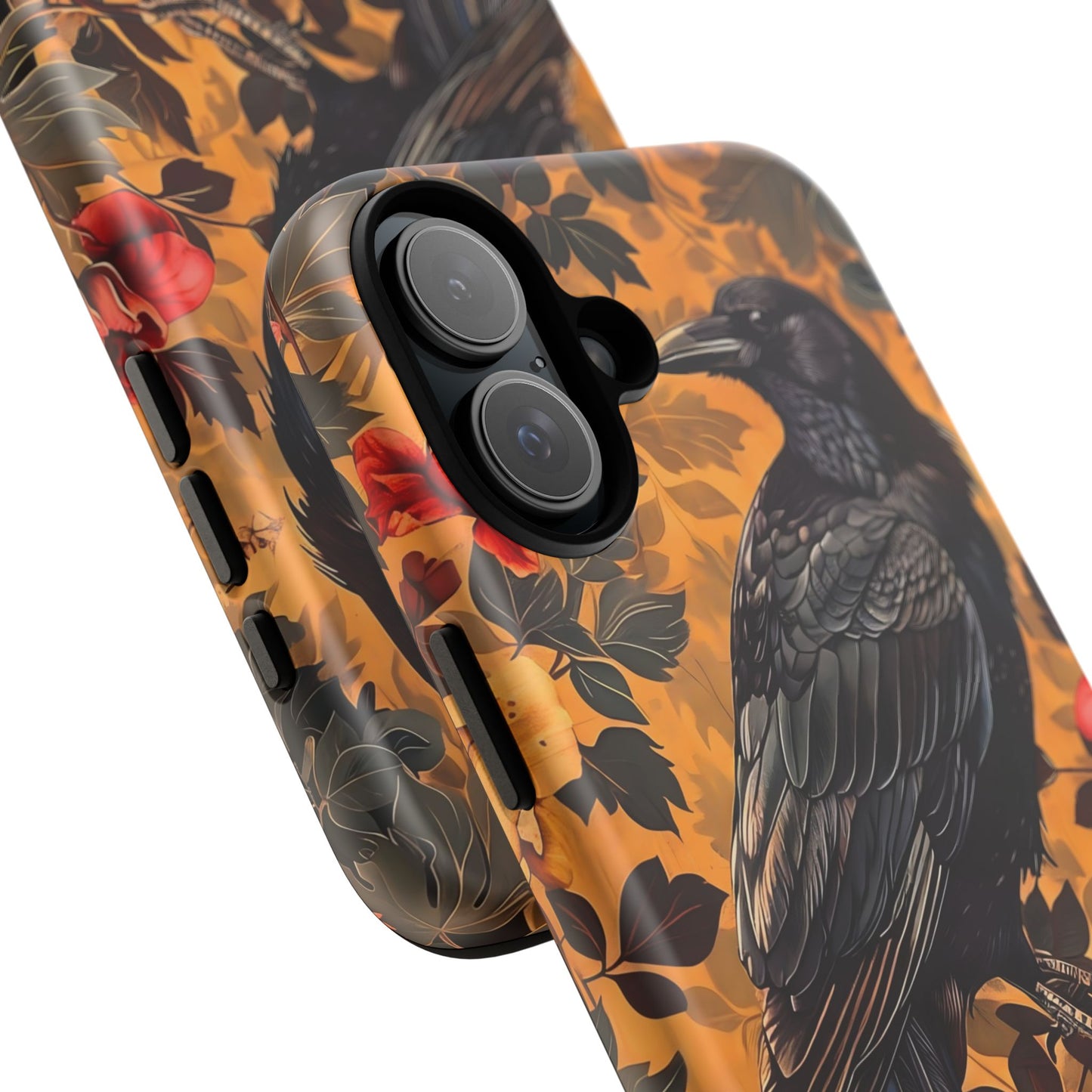 Raven Floral Phone Case - Tough Cases, Blackbird Decor, Gift for Nature Lovers, Bird Themed Accessories, Unique Phone Cover