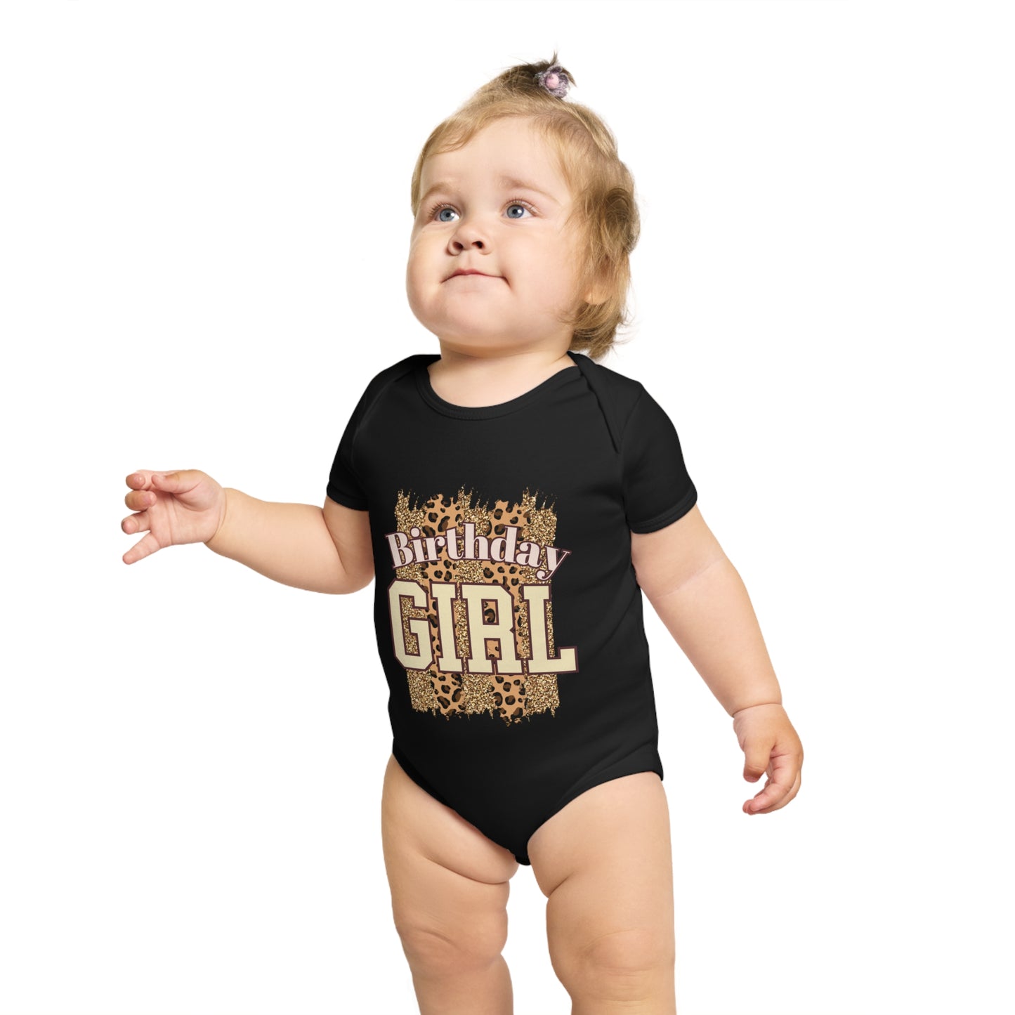Birthday Girl Short Sleeve Baby Bodysuit - Cute Animal Print Design