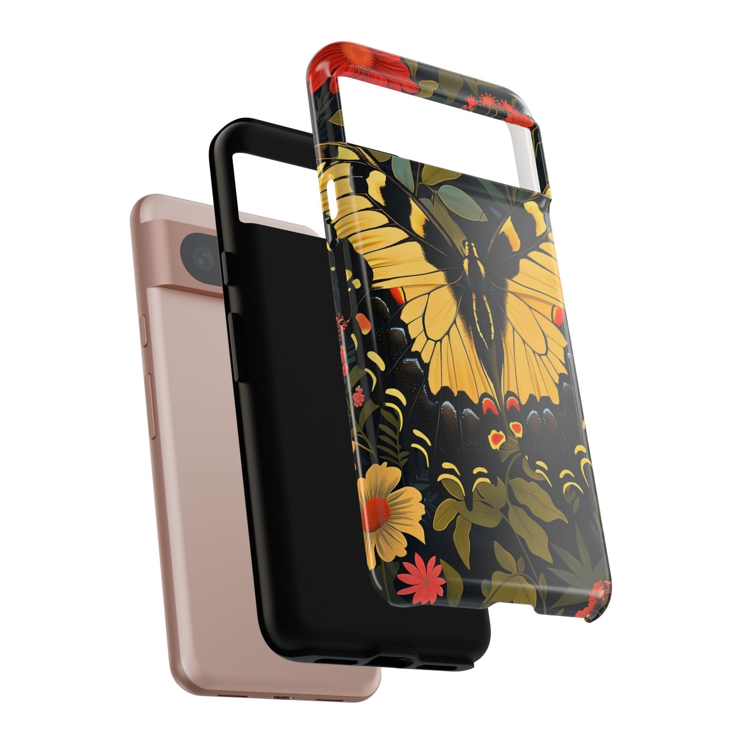Butterfly Floral Phone Case, Tough Cases with Vibrant Design, Protective Cover for Nature Lovers, Gift for Her