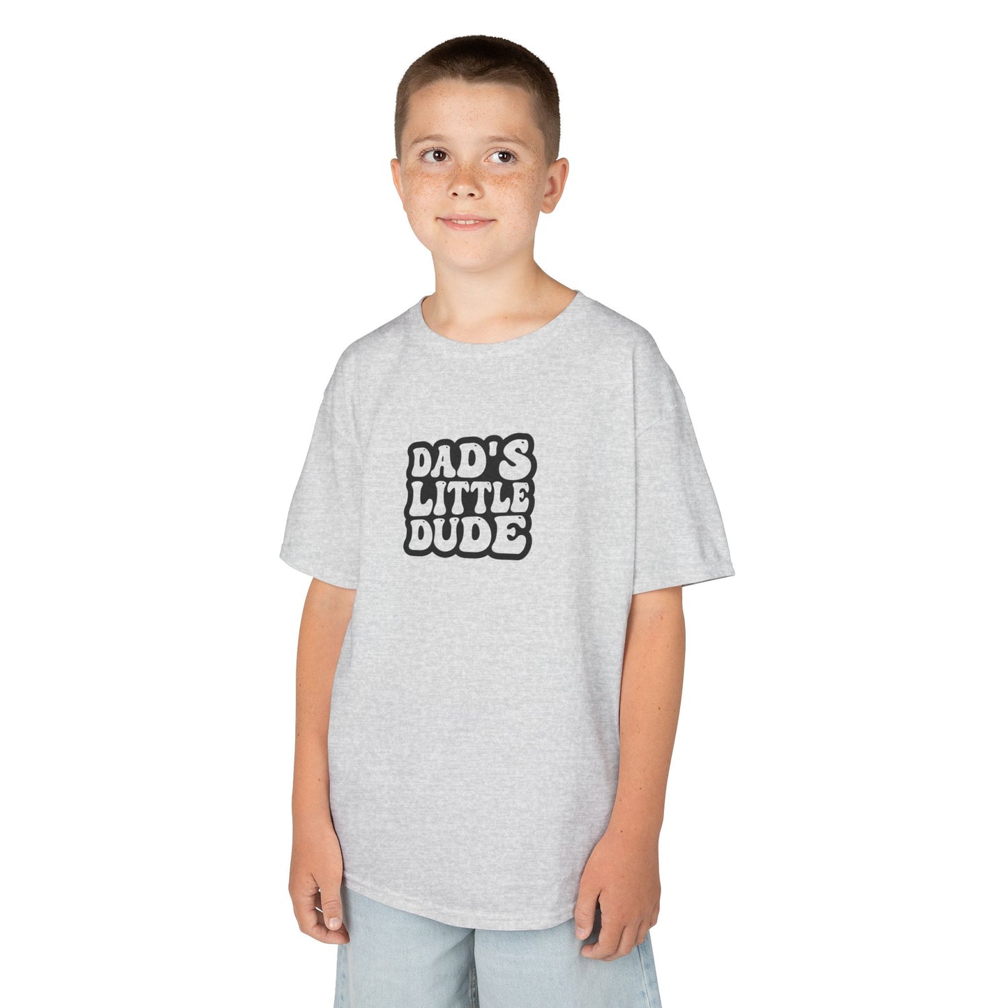 Kids Heavy Cotton Tee - Dad's Little Dude SVG PNG Design - Perfect for Father's Day & Everyday Fun