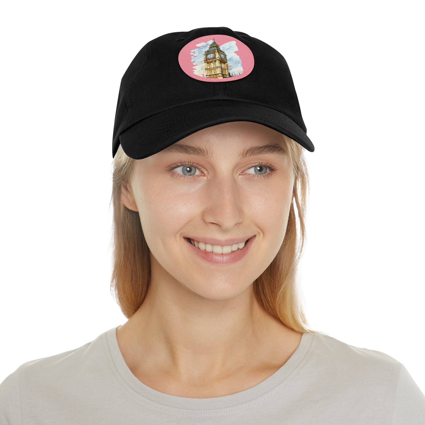 Watercolor Big Ben Dad Hat with Leather Patch, Casual Summer Hat, Gift for Dad, Travel Accessory, Birthday Gift, Outdoor Event Cap