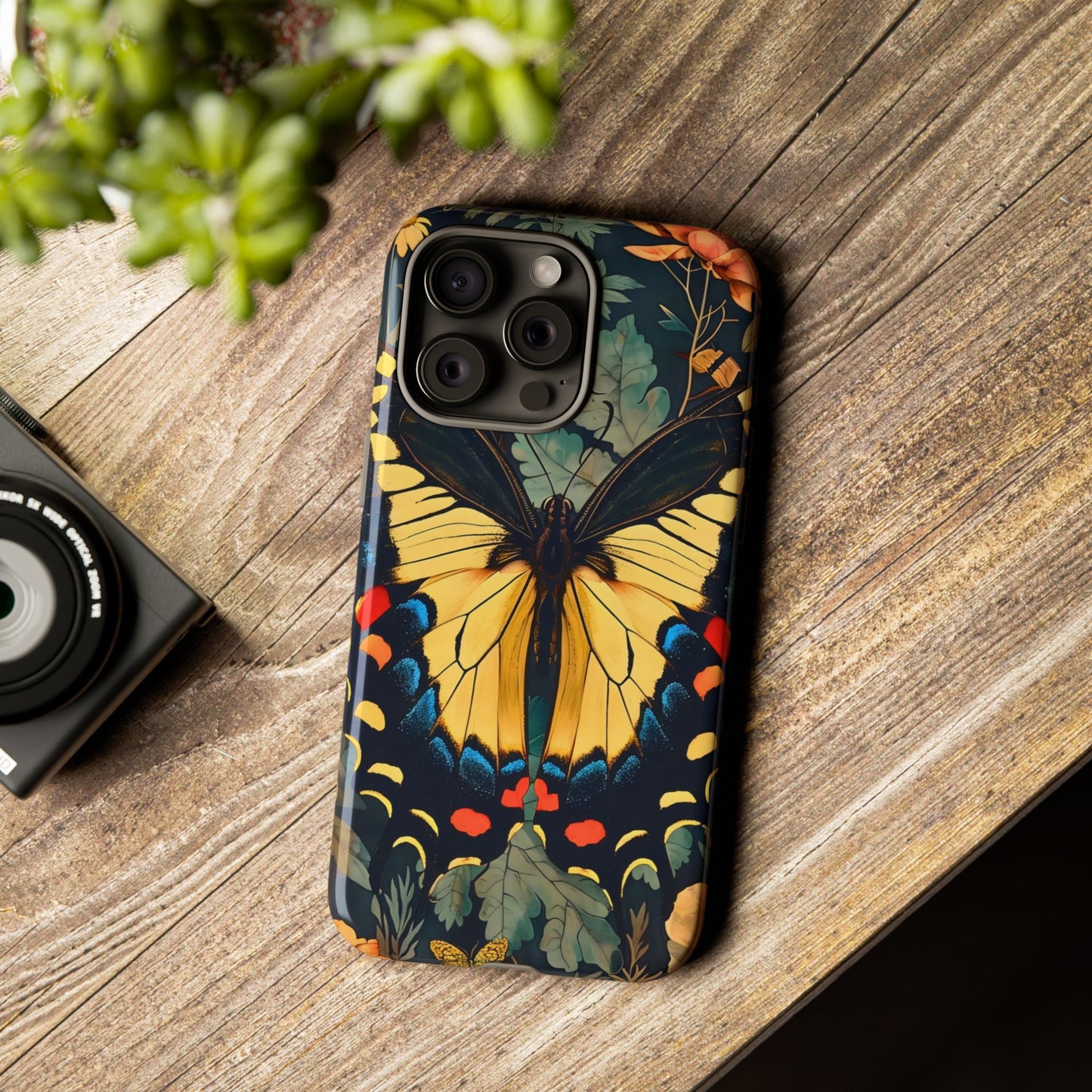 Butterfly Floral Phone Case, Art-inspire Tough Case, Gift for Nature Lovers, Butterfly Pattern Cover, Eco-Friendly Mobile Accessory