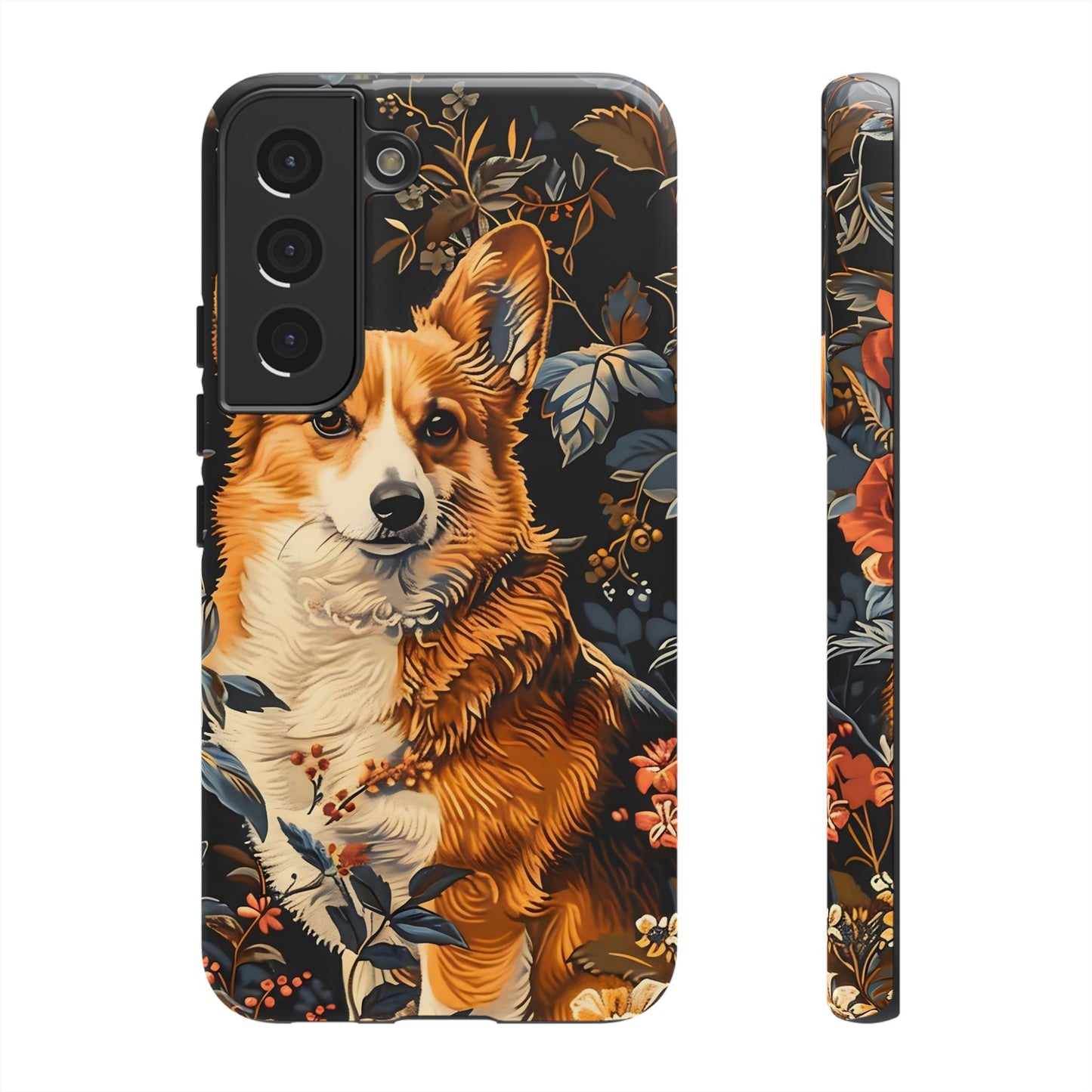 Corgi Floral Phone Case - Tough Cases for Dog Lovers, Cute Pet Accessories, Gift for Dog Owners, Floral Design, Personalized Tech Cover